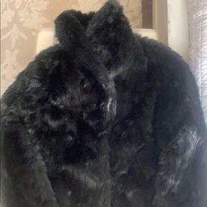 Black faux fur coat
